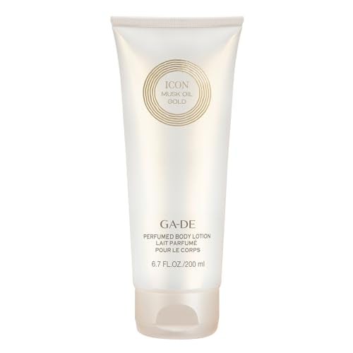 GA-DE Icon Musk Oil Gold Perfume Body Lotion - Lightweight, Quick Absorbing Lotion - Moisturizing Cream with Soothing Actives for Smooth Skin - 6.7 oz