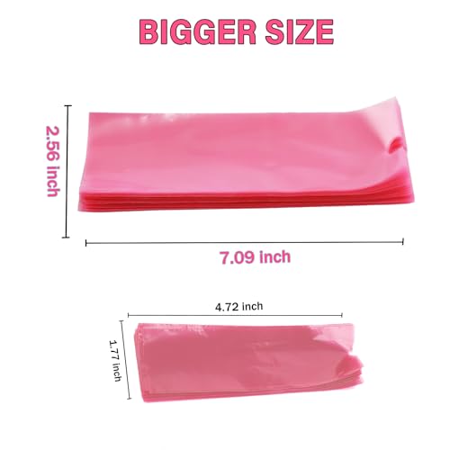 Large Tattoo Pen Covers 400Pcs - Tattoo Machine Covers Tattoo Grip Extra Wide Machine Bags 2.6"x7" Big Sleeves Pink Tattoo Supplies