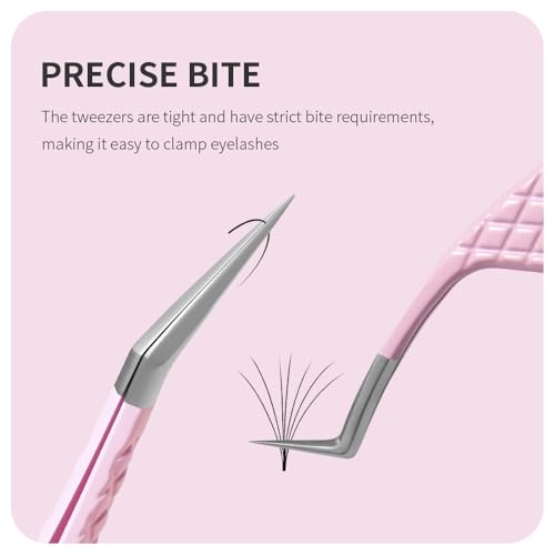 Eyelash Extension Tweezers,Fiber Tip Grip Boot Volume Lash Tweezers,Professional Pointed Lash Extension Tweezers for Easy Lash Application and Removal(4Pcs-F01/02/06/09)