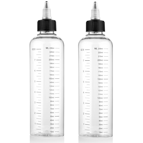 Hair Dye Applicator Bottles 2 Pcs 8.5oz with Graduated Scale