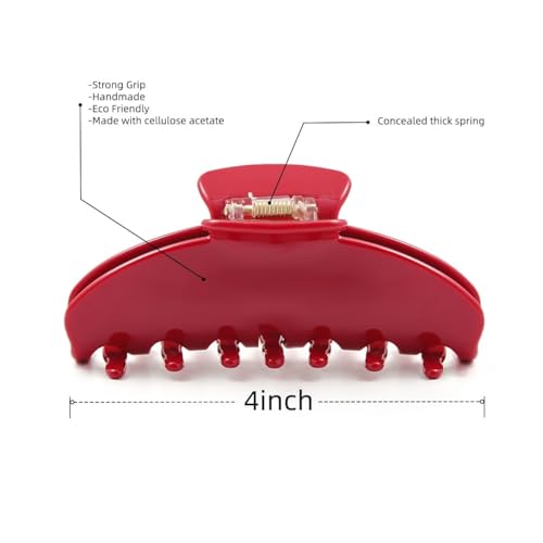 Acetate Claw Clips 4-Inch Cherry Red Hair Clips