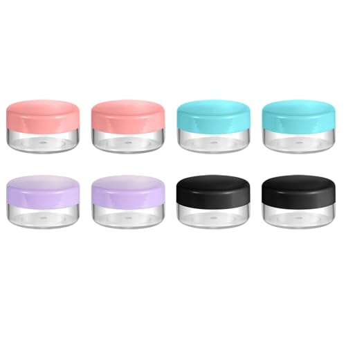 8 pcs Small Plastic Lip Balm Containers - 10g Cosmetic Sample Jars for Makeup & Skincare