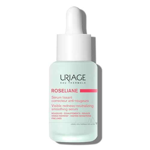 Uriage Roseliane Smoothing Serum, Visibly Calms Redness, Heating Sensations, Fine Lines, Face, Hesperidin, Enoxolone, Niacinamide, Squalane, Uriage Thermal Water