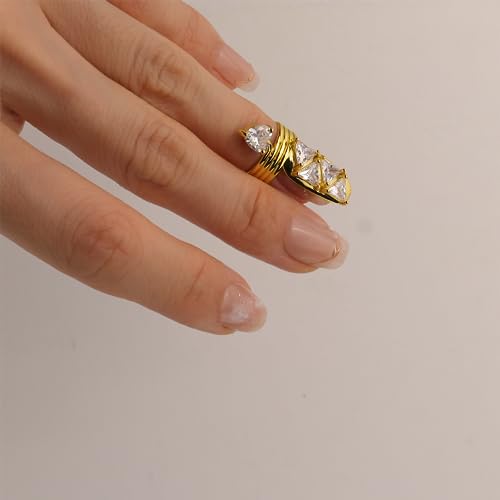 Jean Beau Finger Nail Ring for Women Teen Art Crystal Rhinestones CZ Finger Cap Cover Tip Rings Gold Metal Nail Decoration Nail Protect Fashion Jewelry Gift