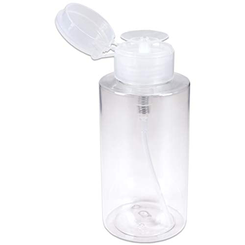 10oz Clear Push Down Pump Dispenser Empty Refillerble Bottle with Flip Top Cap - for Nail Polish, Travel, Cosmetics Packaging