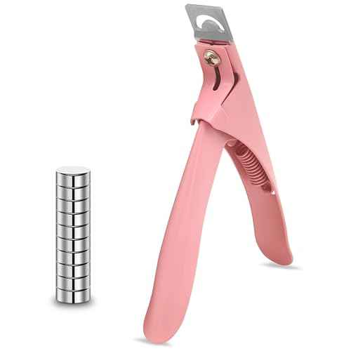 Acrylic Nail Cutter with Magnet Sizer & Length Measurement,Adjustable Stainless Nail Trimmer for Salon Home Nail Art, Professional Nail Clippers for Precise Manicures(Baby Pink)