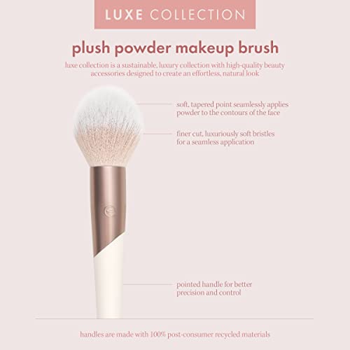 EcoTools Luxe Plush Powder Makeup Brush for Blush & Bronzer, Works Best With Powder Makeup, Luxurious and Glamorous, Eco-Friendly Premium Makeup Brush, Synthetic Bristles, Pink, 1 Count (Pack of 2)