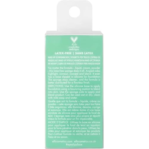 e.l.f. Angled Silicone Face Sponge, Angled Design For Cream & Liquid Blush, Bronzer, Foundation & Concealer, Vegan & Cruelty-free