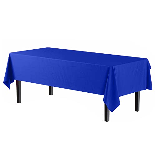 Exquisite 6-Pack Premium Plastic Tablecloth 54in. x 108in. Rectangle Plastic Table Cover - Blue