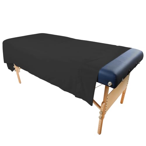 Tranquility Microfiber Massage Sheet Sets by Body Linen - Lightweight, Long-Lasting Microfiber Massage Table Sheet Set - Stain-Resistant, Soft and No Pilling - Black