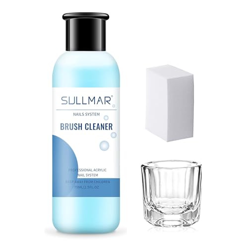 SULLMAR Nail Art Brush Cleaner & Restorer Quickly Clean Gel Nail Brushes Nail Brush Preserver for Any Nail Art Brush DIY Salon at Home 1.35fl.oz