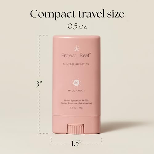 Project Reef SPF 50 Mineral Sunscreen Stick ? Compact SPF Stick, Hawaii Reef Act 104 Compliant, Vegan, Ocean-Friendly, Water-Resistant, 0.5 oz (Pack of 2)