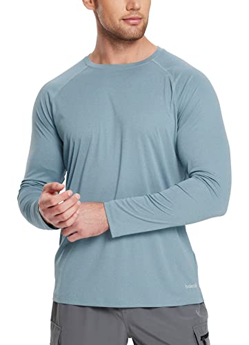 BALEAF Men's UPF 50+ Long Sleeve Shirts Soft Rash Guard Breathable Lightweight Workout Running Hiking Tops Light Blue S