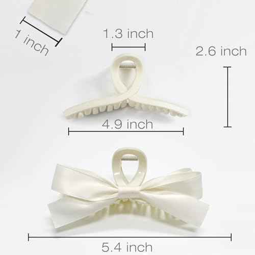 Sizobi Women's Hair Accessories: 4PCS Large Bow Claw Clips for Thick, Thin, Long or Curly Ponytails - Strong Hold, White & Black
