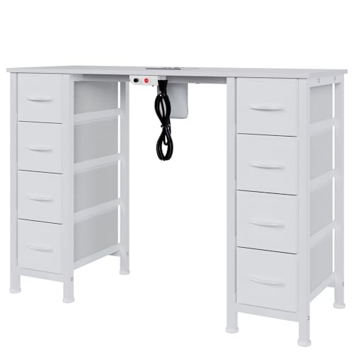 DrawXynth Nail Desk with Electric Dust Collector & 8 Drawers