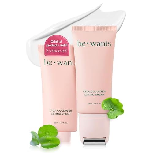bewants Gua Sha Neck Cream Roller, Korean Neck Cream with Massage Roller, Rapid Lift Neck Serum Roll On, Moisturizer for Tightening Skin with Centella Asiatica (2 Pack)