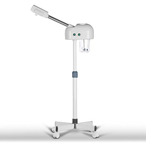 Professional Ozone Facial Steamer for Esthetician with Hot Mist, Stand Facial Steamer On Wheels, Height Adjustable & 360¡Æ Rotatable Nozzle, Home & Salon SPA