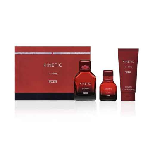 TUMI KINETIC [--:-- GMT] - Spicy Cologne for Men with Smoky & Woody Notes - 3.4 oz & 1.0 oz Eau de Parfum, 6.7 oz Body Wash