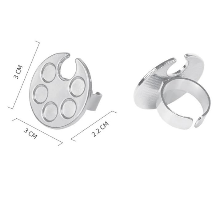 2 Pcs Stainless Steel Nail Art Mixing Palettes with Finger Rings