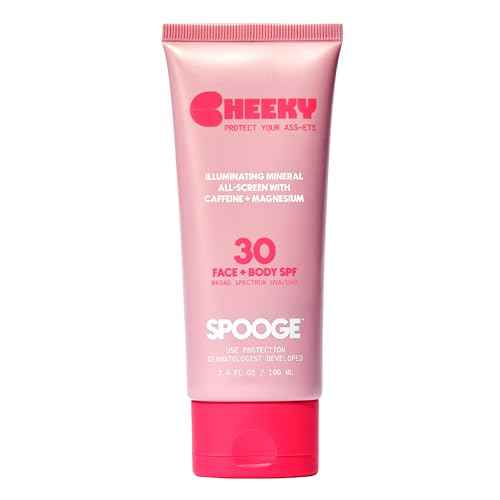 Cheeky Mineral All-Screen - SPF 30 Shimmer Body Sunscreen with Caffeine - Dermatologist Developed & Reef Safe Skincare with Glowy Finish for Beach & Festivals (3.4oz)