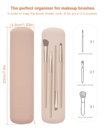 Travel Makeup Brush Holder with Magnetic Closure - Khaki