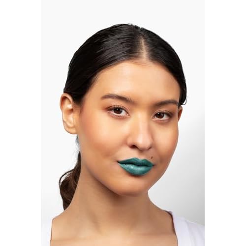 Aromi Green Metallic Liquid Lipstick | Turquoise Teal-Green Lip Color with Shimmery Finish, Vegan, Cruelty-free, Smudge Proof, Long-lasting, Handmade (Mermaid Tail)