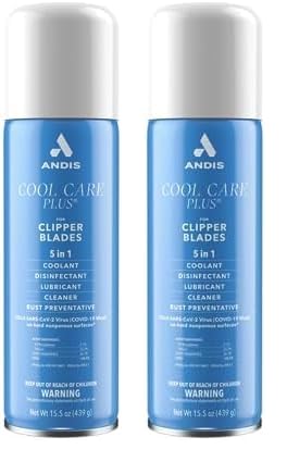 Andis 12750 Cool Care Plus 5-in-1 Clipper Spray, 15.5 oz Can, Blade Care and Treatment, Blue (Pack of 2)