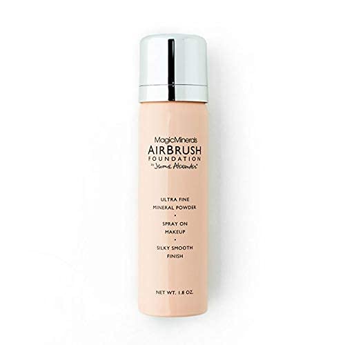 Jerome Alexander MagicMinerals AirBrush Foundation, Spray Makeup with Skincare Active Ingredients, Ultra-Light, Buildable, Full Coverage Formula (Warm Beige)