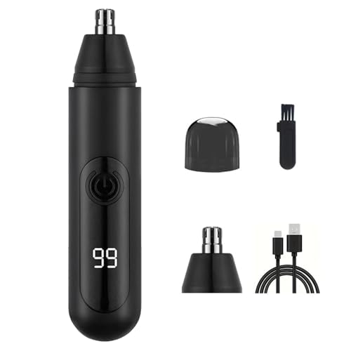 Ear and Nose Hair Trimmer Clipper for Men Women, USB Rechargeable Professional Painless Eyebrow & Facial & Ear & Nose Hair Trimmer, LED Display Dual Edge Blades for Easy Cleansing