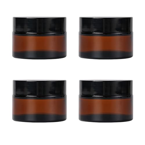 ZIYIZE Amber Glass Jars with Lids 4 Pack 1oz Small Travel Storage Containers