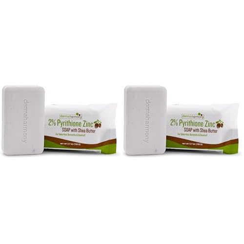 Dermaharmony 2% Pyrithione Zinc Shea Butter Bar Soap for Seborrheic Dermatitis and Dandruff (3.7 oz) (Pack of 2)