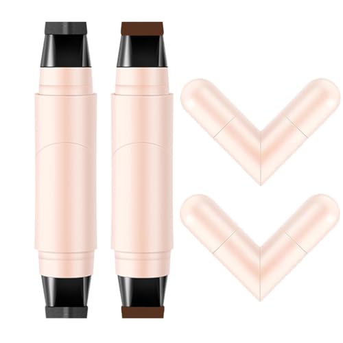 2PCS Gel Eyeliner Pencil Set, Foldable Eyeliner Stamp for Perfect Wings, Waterproof Eyeliners Tool, Smudge Proof Eyeliners Pen for Beginners (Black+Brown)
