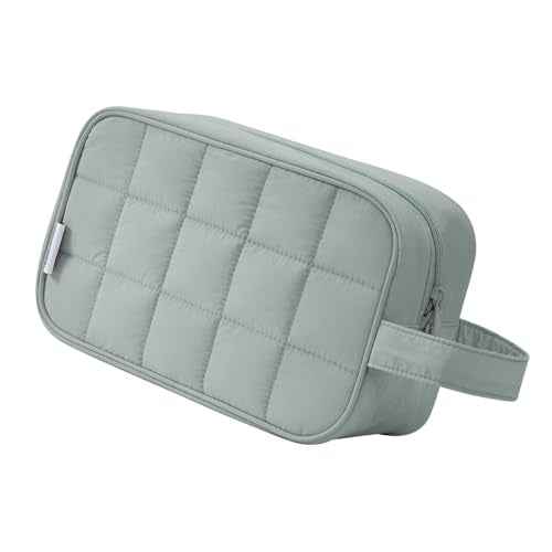 Narwey Puffy Travel Toiletry Bag for Traveling Women Girl, Travel Bag for Toiletries, Cute Travel Makeup Bag Organizer, Quilted Cosmetic Bag Make Up Skincare Medicine Bags