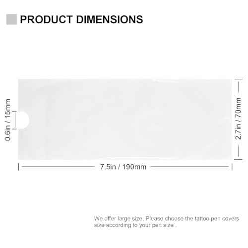 200pcs Tattoo Machine Covers Clear 7.5x2.7 Inch Tattoo Pen Covers Large Machine Bags Sleeves for Tattoo Machine Accessories, Kits & Supplies