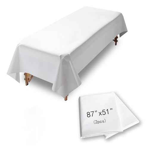 Reusable Massage Table Sheets, 87" x 51" Waterproof Massage Bed Cover PVC Wax Mat Pad Esthetician Bed Covers for Therapy Tattoo Beauty Salon SPA (White 2pcs)