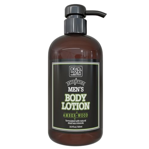 Dead Sea Collection Amberwood Men's Body Lotion - Maximum Hydration Nourishing Moisturizing Lotion for Men - 16.9 Fl Oz Bottle