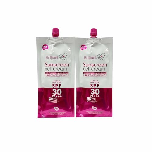Generic 2 Sachets Brilliant Skin Essentials Sunscreen Gel-Cream UVA/UVB Protection SPF 30, 50g, 1.7 Ounce (Pack of 1)