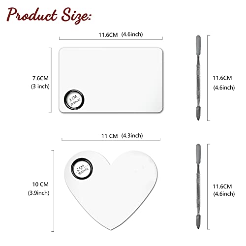 Stainless Steel Makeup Mixing Palette - 2 Pcs with Spatulas