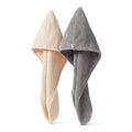 Quick Dry Microfiber Hair Towel Wraps - 2-Pack in Grey & Beige