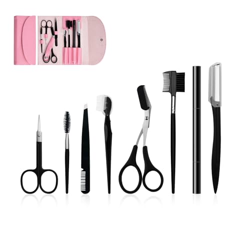 8-Piece Eyebrow Grooming Kit with Tweezers & Scissors