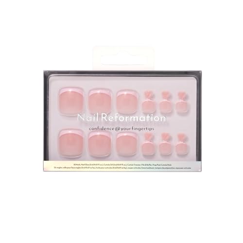 Ballet Pink Press-On Toenails Kit - 32 Pcs with French Tips