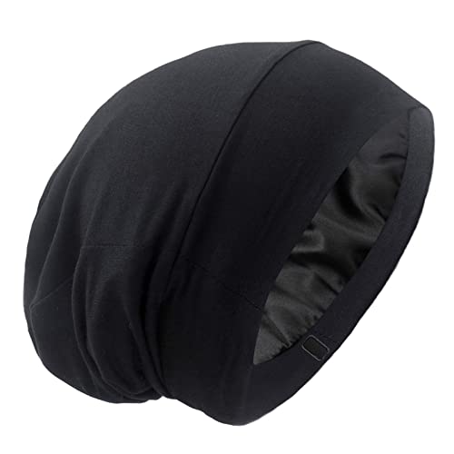 Silk Satin Lined Sleep Bonnet with Adjustable Strap