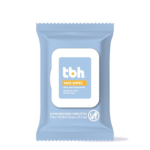 TBH Kids Gentle Face Wipes ? Daily Cleansing & Hydrating Wipes for Preteens & Teens ? Soothing Chamomile & Calendula ? Sulfate & Paraben-Free ? 30 Count