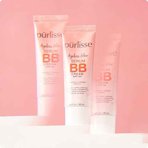 p?rlisse Ageless Glow Serum BB Cream SPF 40 - Glow BB Cream with SPF Enriched with Bakuchiol & Vitamin C to Help Improve Firmness & Reduce Wrinkles for Dewy Skin - Light Medium (1.4 oz)