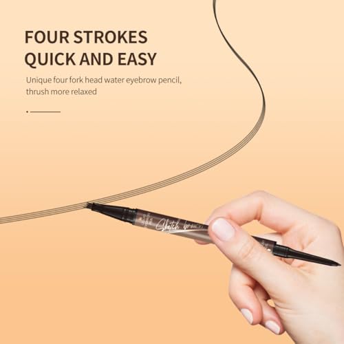 Microblading Eyebrow Pencil 2-in-1 with 4-Fork Tip, Waterproof