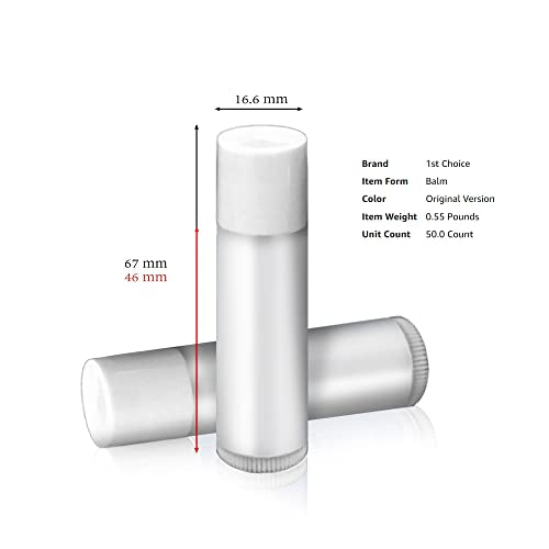 1st Choice 50 Lip Balm Empty Container Tubes 3/16 Oz (5.5ml), Natural White Color