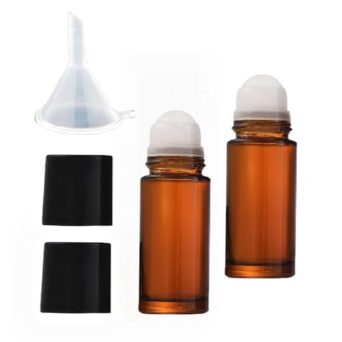 2Pcs Brown 30ml Glass Roller Bottles Essential Oil Refillable