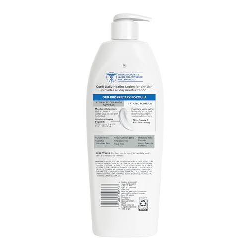 Curel Daily Healing Body Lotion for Dry Skin, Dermatologist Recommended Hydrating Body Lotion with Advanced Ceramides Complex, 20 Oz, Pack of 4