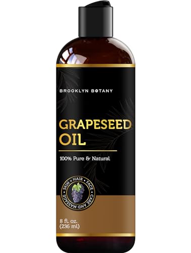 Brooklyn Botany Grapeseed Oil - 100% Pure and Natural Body, Hair, and Face Carrier Oil for Essential Oils, Aromatherapy, and Massage - 8 fl Oz