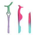 3pcs Lash Tweezers Set, Gradient Color Eyelash Applicator Tool for False Lashes, Stainless Steel